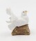 Ceramic White Dove Bird with Red Rose Flower Figurine, Garden Decor, Vintage Decor, Gift for Her, Gift for Mom